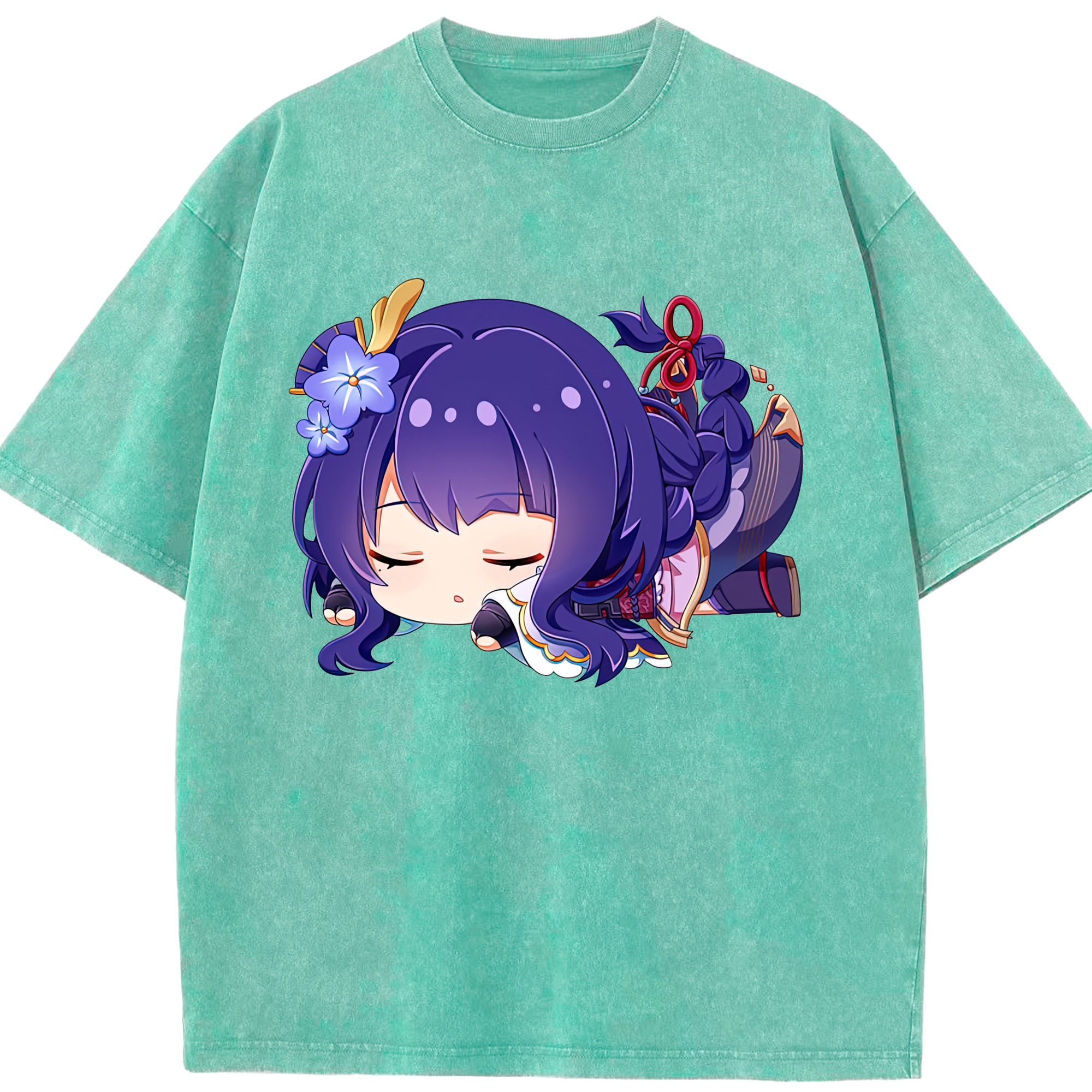 げんし神 雷電将軍 らいでんしょうぐん genshin Raiden Shogun 綿100% ヴィンテージ風 半袖Tシャツ（フロントプリント）